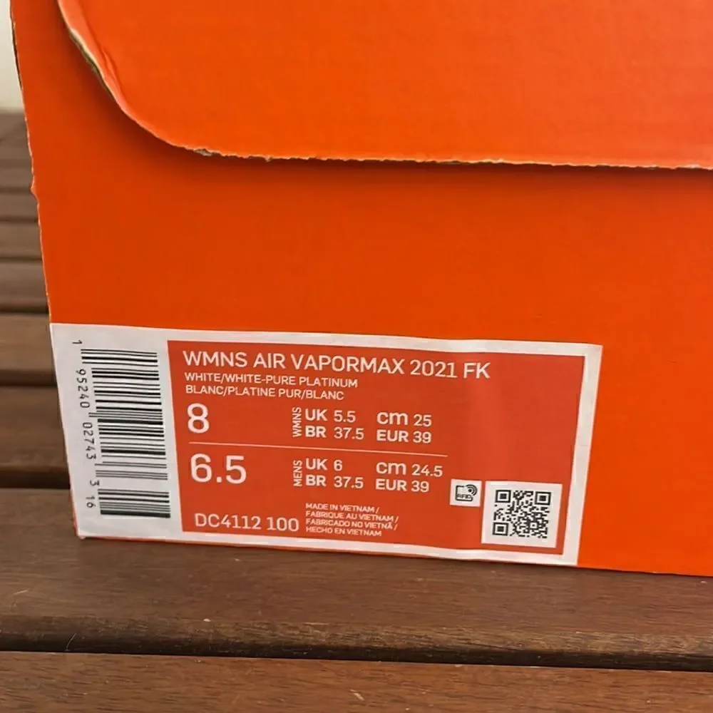 Nike Air VaporMax 2021 FK White Pure Platinum Women Size 8(DC4112-100)